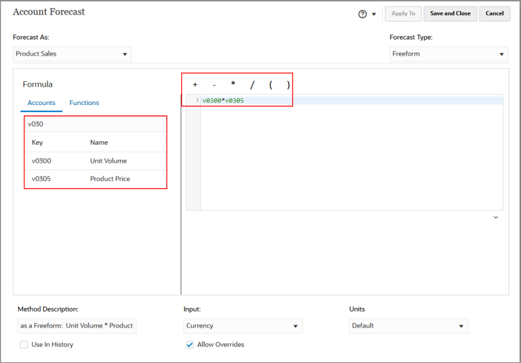 Formula Builder Showing Formula